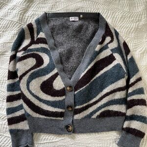 Fred Segal Abstract Pattern Cardigan